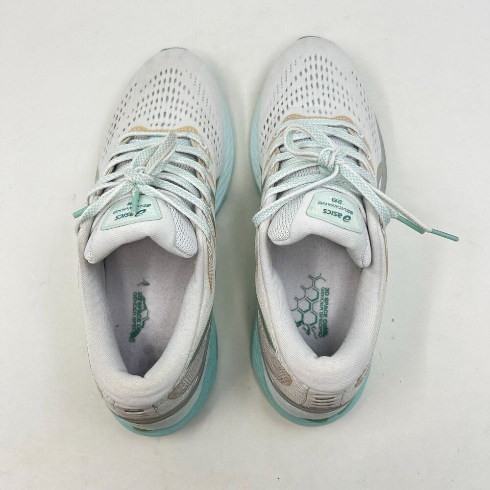 Asics Gel-Kayano 28 Womens Running Shoes - White/Teal Lightweight Size 9.5 - Picture 6 of 9